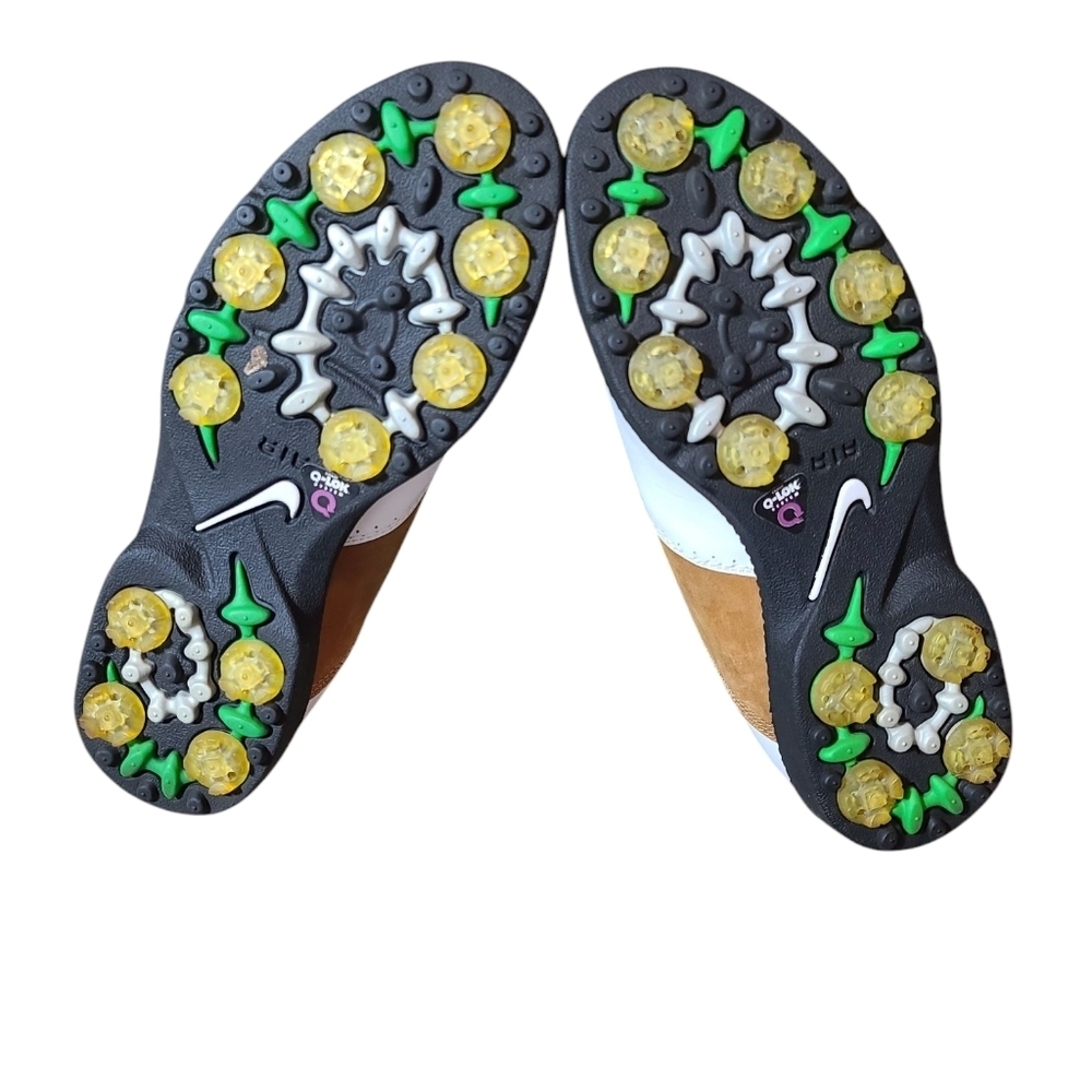 NIKE Zoom Air Golf Sneakers White And Tan Colorblock Spikes 7M - Picture 12 of 14